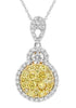 LARGE 1.32CT WHITE & FANCY YELLOW DIAMOND 18KT 2 TONE GOLD TEAR DROP FUN PENDANT
