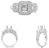 .95CT DIAMOND 14K WHITE GOLD ROUND & PRINCESS FILIGREE SEMI MOUNT ENGAGMENT RING