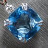 2.44CT DIAMOND & AAA BLUE TOPAZ 14K WHITE GOLD 3D CUSHION & ROUND SQUARE PENDANT