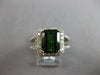 LARGE 5.15CT DIAMOND & AAA GREEN TOURMALINE 14KT WHITE GOLD HALO ENGAGEMENT RING