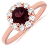 ESTATE 1.05CT DIAMOND & AAA RHODOLITE 14KT ROSE GOLD 3D FLOWER FUN RING