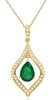 .85CT DIAMOND & AAA EMERALD 14KT YELLOW GOLD 3D PEAR SHAPE & ROUND LEAF PENDANT