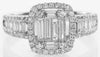 LARGE 1.0CT DIAMOND 18KT WHITE GOLD ROUND & BAGUETTE INVISIBLE SQUARE HALO RING