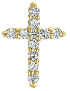 .28CT DIAMOND 14KT YELLOW GOLD CLASSIC ROUND SHARED PRONG CROSS FLOATING PENDANT