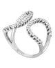 ESTATE LARGE .70CT DIAMOND 18K WHITE GOLD 3D CLASSIC ROUND DOUBLE HEART FUN RING