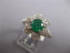 ESTATE 1.39CT DIAMOND & AAA EMERALD 14KT WHITE GOLD 3D ROUND FLOWER LOVE RING