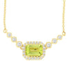 1.35CT DIAMOND & AAA PERIDOT 14KT YELLOW GOLD EMERALD CUT & ROUND LOVE NECKLACE