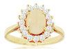 1.33CT DIAMOND & AAA OPAL 14KT YELLOW GOLD 3D OVAL FLOWER FRIENDSHIP LOVE RING