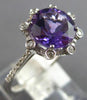 1.76CT DIAMOND & AAA AMETHYST 14K WHITE GOLD ROUND HALO SUNBURST FLOWER FUN RING
