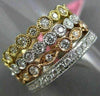 ESTATE WIDE 1.62CT DIAMOND 18KT TRI COLOR GOLD ETERNITY MILGRAIN STACKABLE RINGS