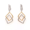 ESTATE .42CT DIAMOND 18KT 2 TONE GOLD 3D DOUBLE GEOMETRICAL FUN HANGING EARRINGS
