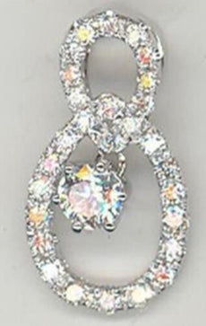 .78CT DIAMOND 14KT WHITE GOLD 3D SOLITAIRE LOVE KNOT TEAR DROP FLOATING PENDANT