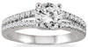 ESTATE 1.33CT DIAMOND 14K WHITE GOLD ROUND SOLITAIRE DOUBLE BAND ENGAGEMENT RING