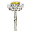 1.97CT WHITE & FANCY YELLOW DIAMOND 18KT 2 TONE GOLD 3D CUSHION ENGAGEMENT RING