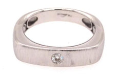 ESTATE .06CT DIAMOND 18KT WHITE GOLD 3D SOLITAIRE MATTE & SHINY ETOILE FUN RING
