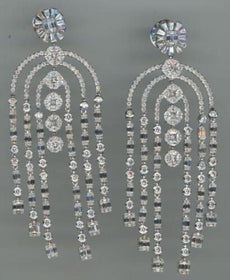 EXTRA LARGE 6.98CT DIAMOND 18KT WHITE GOLD 3D CHANDELEIR FLORAL HANGING EARRINGS