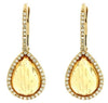 4.02CT DIAMOND & AAA CITRINE 14K YELLOW GOLD CABOCHON LEVERBACK HANGING EARRINGS