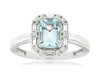 1.09CT DIAMOND & AAA AQUAMARINE 14KT WHITE GOLD 3D SQUARE HALO ENGAGEMENT RING