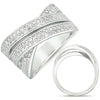 LARGE .89CT DIAMOND 14KT WHITE GOLD 3D MULTI ROW CRISS CROSS INFINITY LOVE RING
