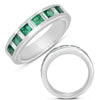 .93CT DIAMOND & AAA EMERALD 14K WHITE GOLD PRINCESS & BAGUETTE CHANNEL LOVE RING