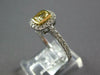 .82CT WHITE & FANCY YELLOW DIAMOND 18K 2 TONE GOLD CUSHION BEZEL ENGAGEMENT RING