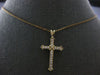 ESTATE .20CT DIAMOND 14KT 2 TONE GOLD 3D ROUND CROSS FILIGREE PENDANT #27673
