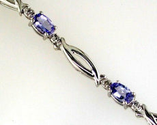 1.80CT DIAMOND & AAA TANZANITE 14KT WHITE GOLD 3D OVAL & ROUND TENNIS BRACELET