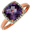 2.28CT DIAMOND & AAA AMETHYST 14K WHITE & ROSE GOLD CUSHION HALO SQUARE FUN RING