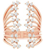 ESTATE LARGE .75CT DIAMOND 14KT ROSE GOLD 3D ROUND MULTI ROW FLORAL LOVE RING
