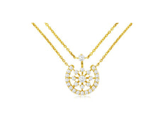 .50CT DIAMOND 14KT YELLOW GOLD ROUND SNOWFLAKE LUCKY HORSESHOE FUN LOVE NECKLACE