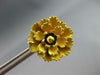 ANTIQUE 18KT YELLOW GOLD BLACK ENAMEL 3D HANDCRAFTED FLOWER STUD EARRINGS