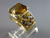LARGE 7.72CT DIAMOND & AAA CITRINE & SMOKY TOPAZ 14K YELLOW GOLD FUN RING #27548