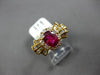 1.57CT DIAMOND & AAA RUBY 18KT YELLOW GOLD 3D ROUND & BAGUETTE ENGAGEMENT RING