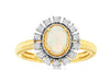 .57CT DIAMOND & AAA OPAL 14KT 2 TONE GOLD OVAL & ROUND FLOWER FILIGREE FUN RING