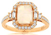 1.3CT DIAMOND & AAA OPAL 14KT ROSE GOLD 3D EMERALD CUT & ROUND HALO OCTAGON RING
