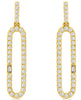 ESTATE .50CT DIAMOND 14K YELLOW GOLD ROUND & BAGUETTE OPEN OVAL HANGING EARRINGS