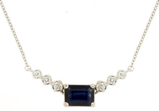1.23CT DIAMOND & AAA SAPPHIRE 14KT YELLOW GOLD EMERALD CUT & ROUND LOVE NECKLACE