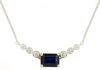 1.23CT DIAMOND & AAA SAPPHIRE 14KT YELLOW GOLD EMERALD CUT & ROUND LOVE NECKLACE