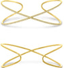 LARGE .42CT DIAMOND 14KT YELLOW GOLD CRISS CROSS INFINTY CUFF BANGLE BRACELET