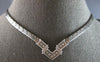 ESTATE .32CT DIAMOND 14KT WHITE GOLD 3D CLASSIC V SHAPE LOVE NECKLACE