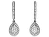 .44CT DIAMOND 14K WHITE GOLD 3D CLASSIC ROUND CLUSTER TEAR DROP HANGING EARRINGS
