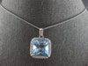 LARGE 6.53CT DIAMOND & AAA LIGHT BLUE TOPAZ 14K WHITE GOLD HALO FLOATING PENDANT