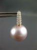 LARGE .61CT DIAMOND & AAA PINK SOUTH SEA PEARL 18K ROSE GOLD 3D HANGING EARRINGS