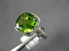 ESTATE LARGE 4.40CT DIAMOND & AAA CUSHION PERIDOT 14K WHITE GOLD SQUARE FUN RING