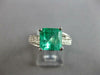 ESTATE LARGE 3.78CT DIAMOND & AAA EMERALD 14KT WHITE GOLD ENGAGEMENT RING #27612