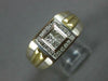 LARGE .82CT DIAMOND 14KT 2 TONE GOLD ROUND & PRINCESS INVISIBLE SQUARE MENS RING