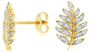ESTATE .13CT DIAMOND 14KT YELLOW GOLD 3D CLASSIC MULTI LEAF FUN STUD EARRINGS