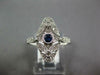 ESTATE .27CT DIAMOND & AAA SAPPHIRE 18KT WHITE GOLD OPEN FILIGREE STAR FUN RING
