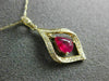 ESTATE .34CT DIAMOND & AAA RUBY 14K YELLOW GOLD CLASSIC TEAR DROP LEAF PENDANT|C5993R-1