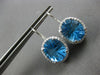 LARGE 9.90CT DIAMOND & AAA BLUE TOPAZ 14KT WHITE GOLD OVAL HALO HANGING EARRINGS